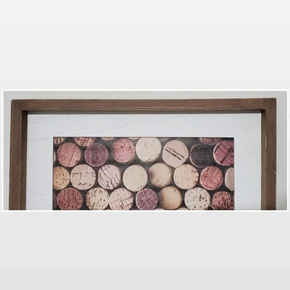 New Wood Framed Brown Cork Picture Box Sign Décor